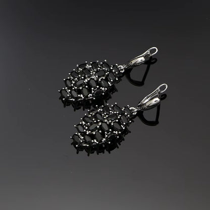 Anchor Shape Dangle Drop Long Cubic Zirconia Red Purple Crystal Earrings for Women Silver 925 Fashion Jewelry Accessories