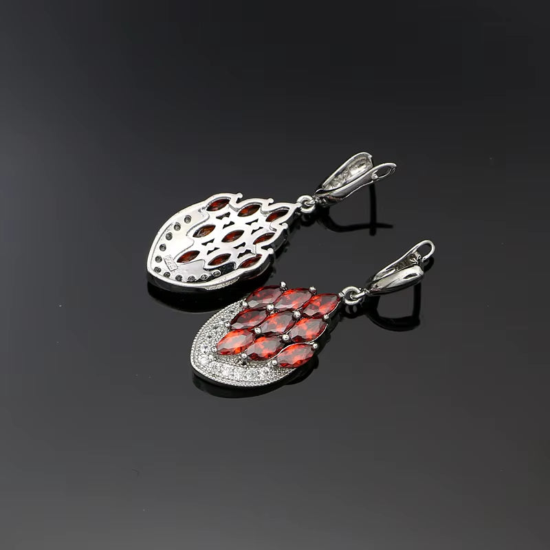 Anchor Shape Dangle Drop Long Cubic Zirconia Red Purple Crystal Earrings for Women Silver 925 Fashion Jewelry Accessories