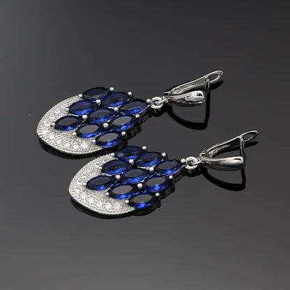 Anchor Shape Dangle Drop Long Cubic Zirconia Red Purple Crystal Earrings for Women Silver 925 Fashion Jewelry Accessories